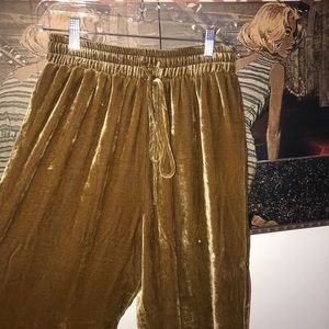 The Reformation Gold Velvet Pants